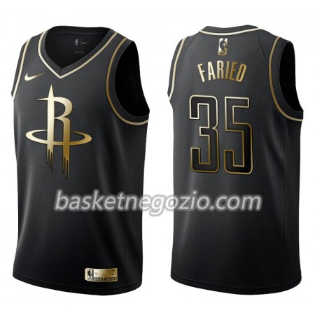 Canotte Uomo Houston Rockets Kenneth Faried 35 Nike Nero Golden Edition Swingman